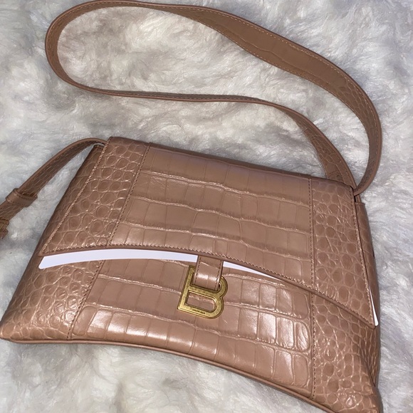 Balenciaga Hourglass  Embossed Croc Shoulder Bag - Picture 15 of 16